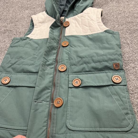 Burton Vest Girls Medium Green White Geneva DRYRIDE Hooded Snowboard Insulated - Picture 3 of 11